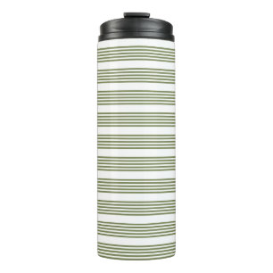 Termo Patrón de cinco rayas de color verde oliva y blanc