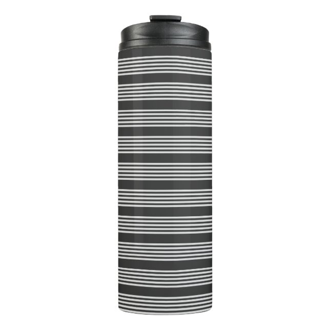 Termo Patrón de cinco rayas de gris claro y carbón veget (Anverso)
