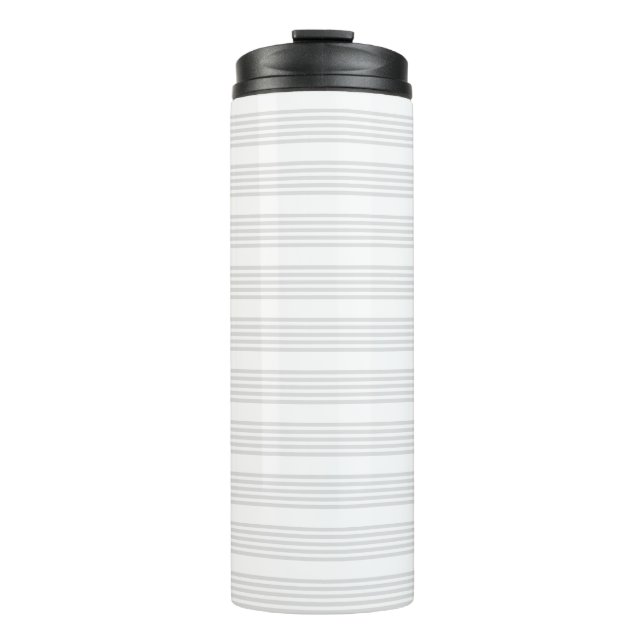 Termo Patrón de cinco rayas gris claro y blanco (Anverso)