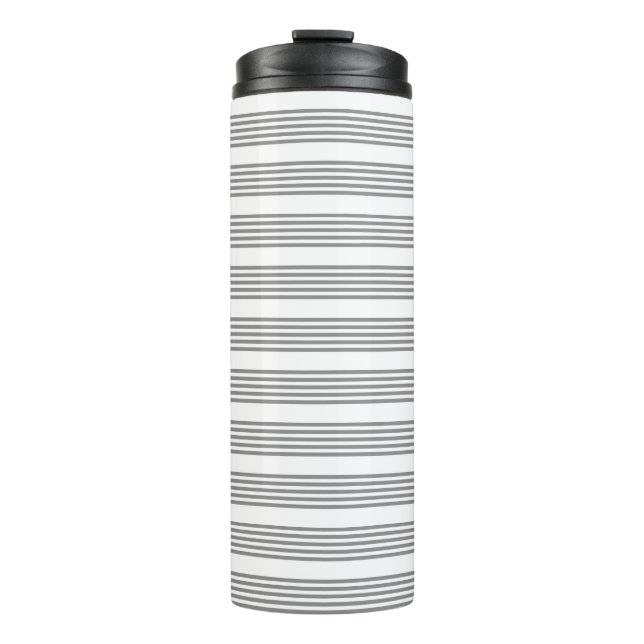 Termo Patrón de cinco rayas gris y blanco (Anverso)