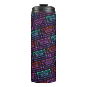 Termo Patrón de cinta de casete retro neon rosa rojo