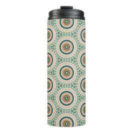 Termo Patrón de círculo boho chic verde naranja y azul