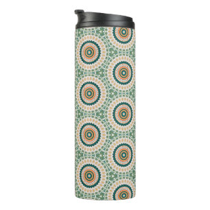 Termo Patrón de círculo boho chic verde naranja y azul