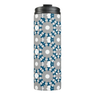 Termo Patrón de Círculos Conectados Gris Blanco Azul Oce