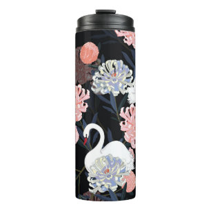 Termo Patrón de cisne de flores en flor oriental