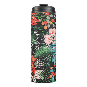 Termo Patrón de color floral de los navidades