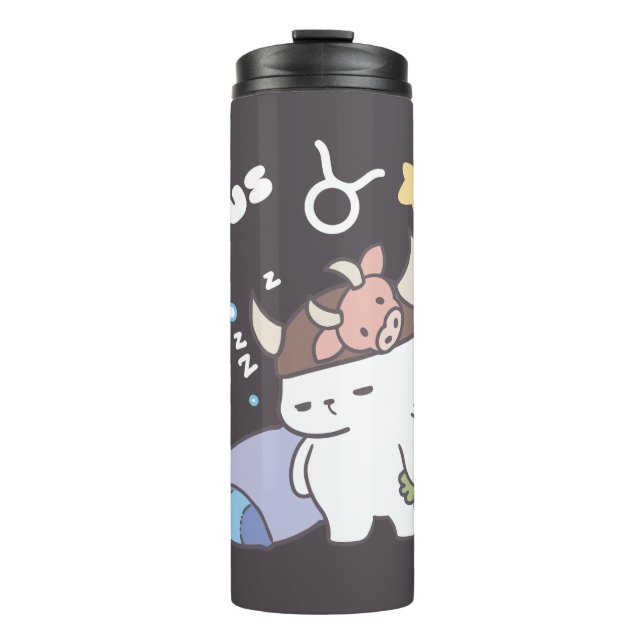 Termo Patrón de conejito de Taurus somnoliento - Zodiaco (Anverso)