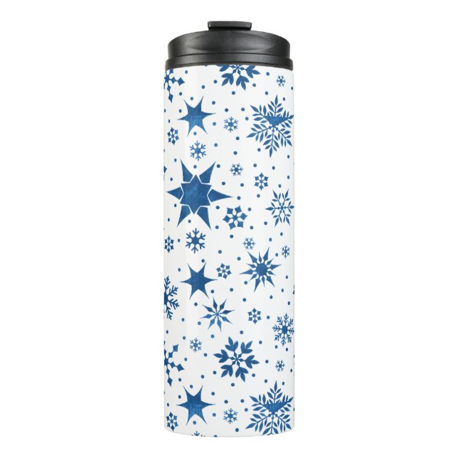Termo Patrón de Copo de Nieve Azul (Anverso)