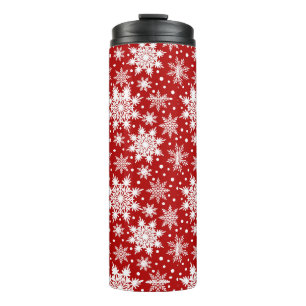 Termo Patrón de copo de nieve blanco de los navidades