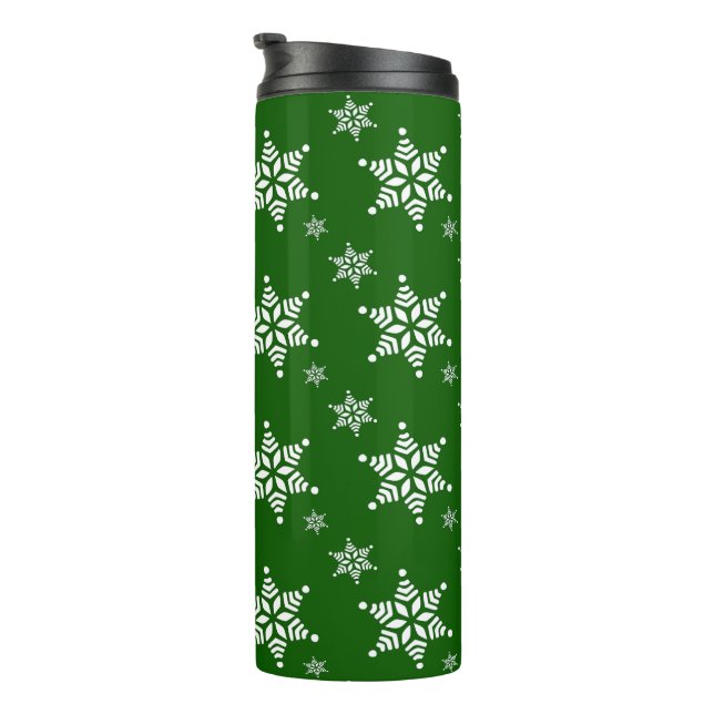 Termo Patrón de copos de nieve, copos de nieve blancos,  (Rotado hacia la derecha)