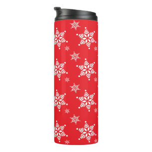 Termo Patrón de copos de nieve, copos de nieve blancos, 