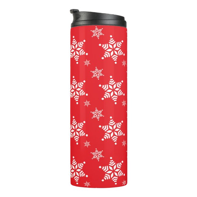 Termo Patrón de copos de nieve, copos de nieve blancos,  (Rotado hacia la derecha)