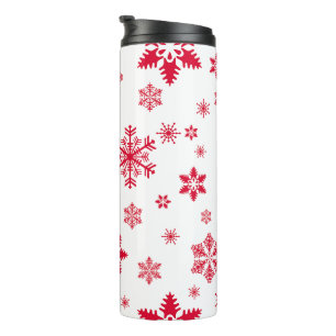Termo Patrón de copos de nieve, copos de nieve rojos, ni