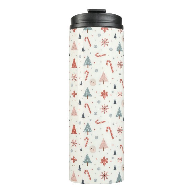 Termo Patrón de copos de nieve de Kawaii (Anverso)