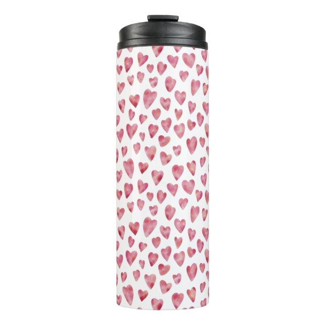 Termo Patrón de corazón de amor rosa (Anverso)