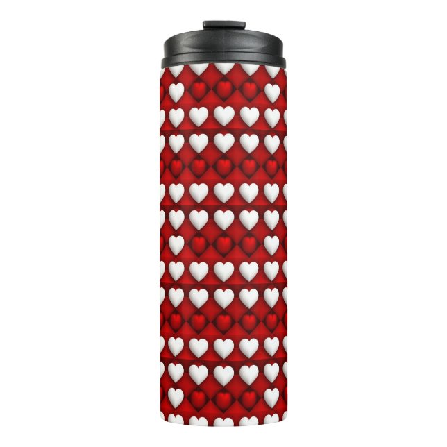 Termo Patrón de corazón rojo y blanco (Anverso)