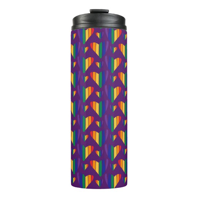 Termo Patrón de corazones arco iris (Anverso)