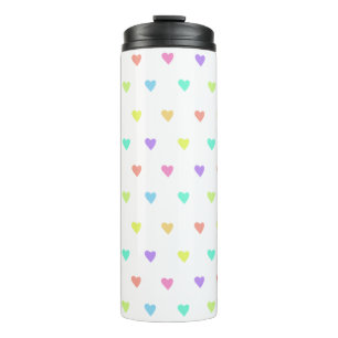 Termo Patrón de Corazones Arcoiris de Pastel Cute Pastel