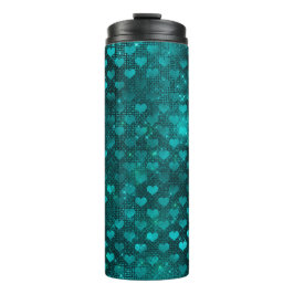 Termo Patrón de corazones de purpurina glam ombre azul v