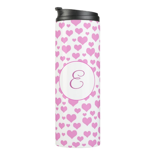 Termo Patrón de corazones rosados Elegante Personalizado (Rotado hacia la derecha)