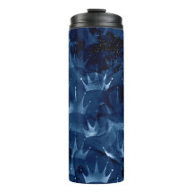 Patrón de corona de sirena de brillo azul marino