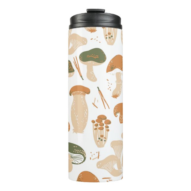 Termo Patrón de cosecha de hongos comestibles Linocut (Anverso)