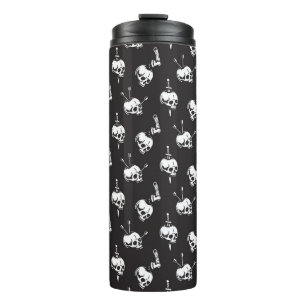 Termo Patrón de cráneo con armas: fondo oscuro.