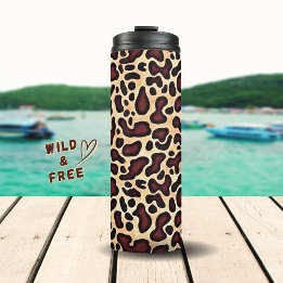 Termo Patrón de crema marrón de piel de leopardo -
