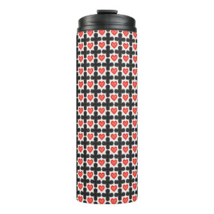 Termo Patrón de cuadros en forma de cruz con corazones r