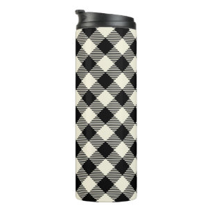 Termo Patrón de cuadros escoceses gingham diagonal negro