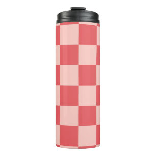 Termo Patrón de cuadros gingham rosa rojo