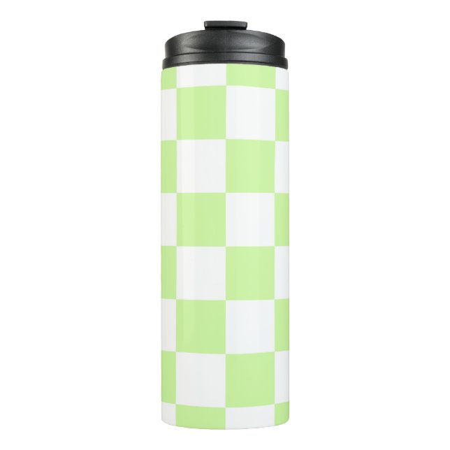 Termo Patrón de cuadros gingham verde pastel (Anverso)