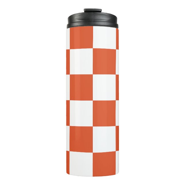 Termo Patrón de cuadros naranja y blanco (Anverso)
