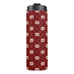 TERMO PATRON DE CUADROS ROJOS CON LABIOS DE AMOR DE SAN 