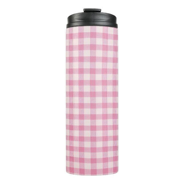 Termo Patrón de cuadros rosa bebé (Anverso)