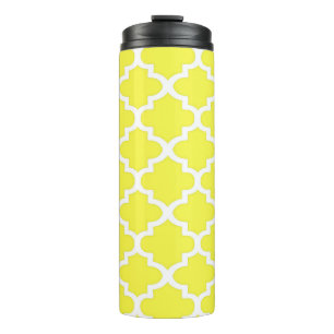 Termo Patrón de cuatro hojas en amarillo cítrico