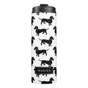 Termo Patrón de Dachshund blanco y negro