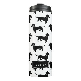Termo Patrón de Dachshund blanco y negro