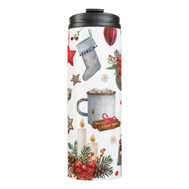 Termo Patrón de decoración de navidades acuarelas (Anverso)