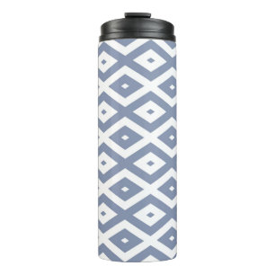 Termo Patrón de diamante azul gris y blanco