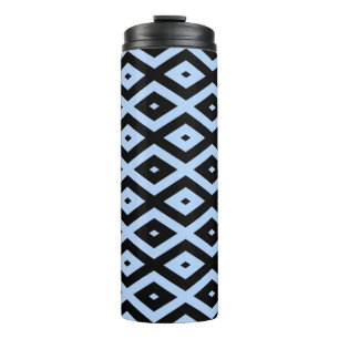 Termo Patrón de diamante azul pálido y negro