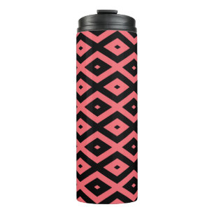 Termo Patrón de diamante coral y negro
