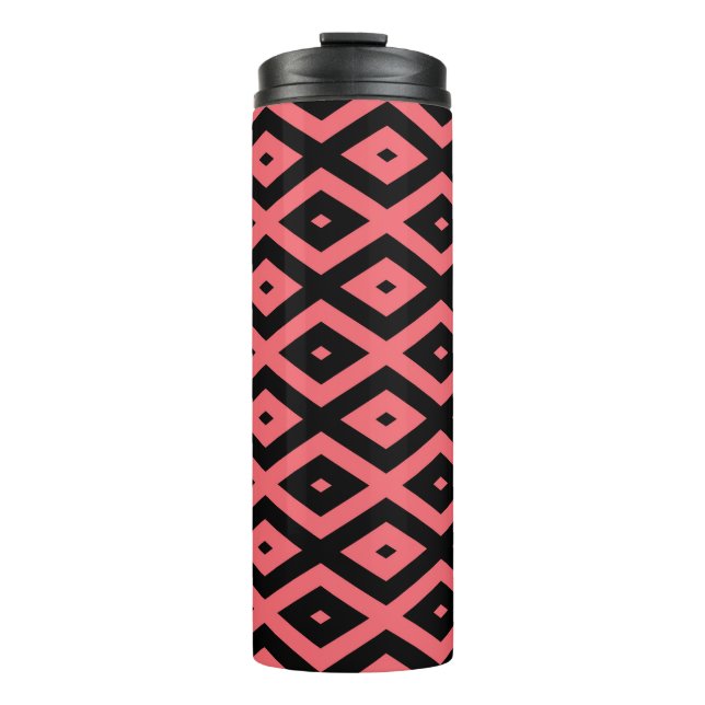 Termo Patrón de diamante coral y negro (Anverso)