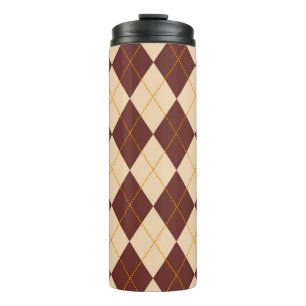 Termo Patrón de diamante de argyle de otoño beige marrón
