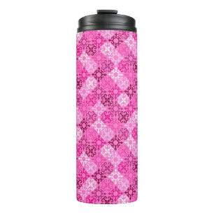 Termo Patrón de diamante de filigrana rosa
