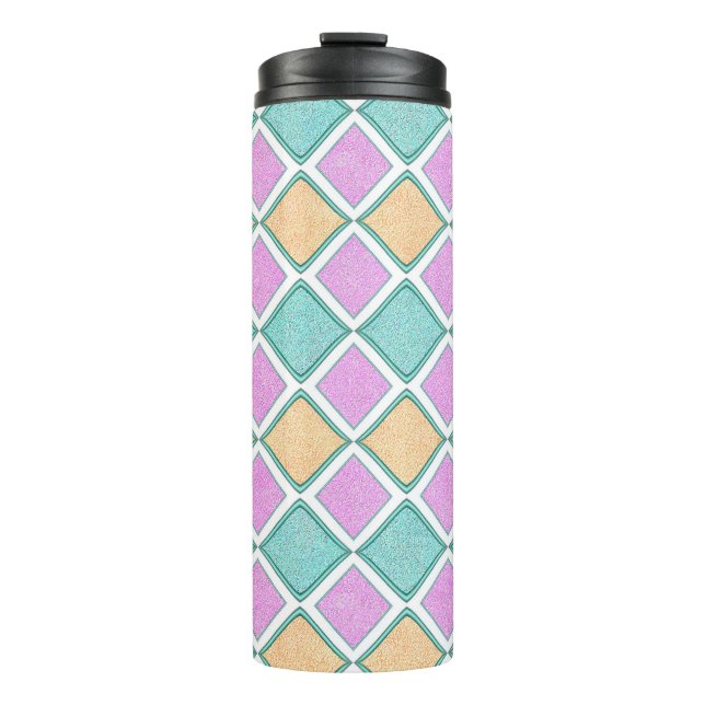 Termo Patrón de diamante de prisma Harlequin pastel (Anverso)