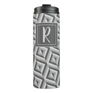 Termo Patrón de diamante de tres tonos gris Monogram