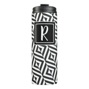 Termo Patrón de diamante en blanco y negro de Monogram