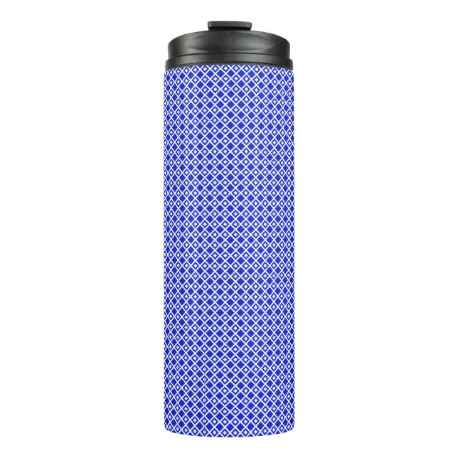 Termo Patrón de diamante geométrico azul y blanco modern (Anverso)