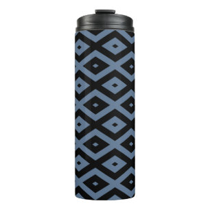 Termo Patrón de diamante gris azul y negro